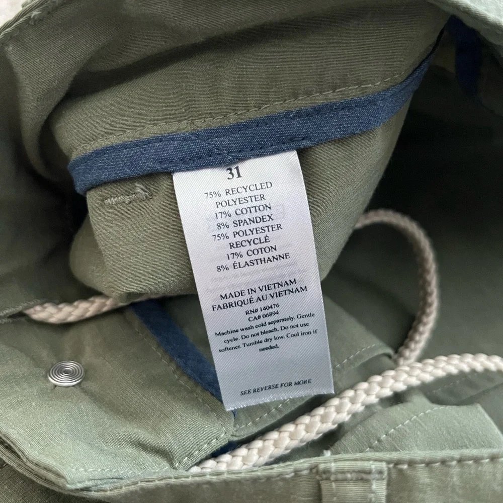 Faherty Men’s All Day Belt Loop Shorts Size 31 Olive Casual Summer Shorts